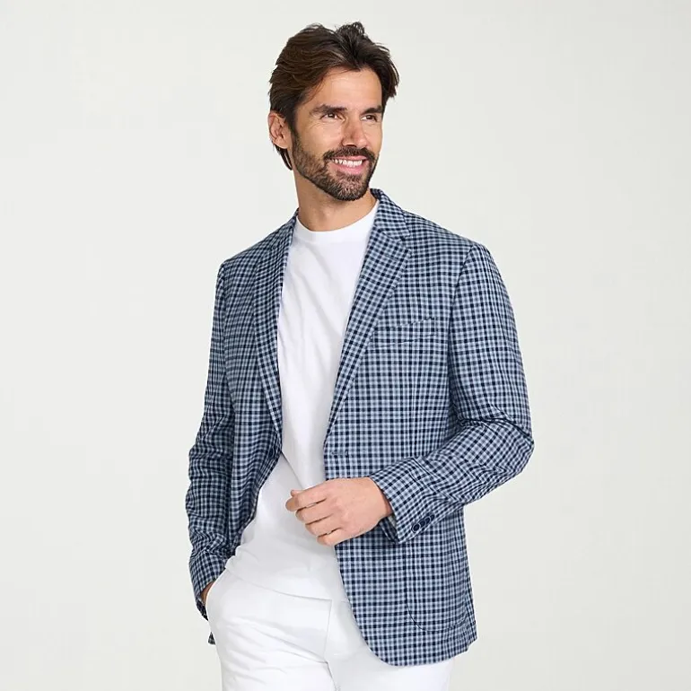 IBIZA AZURE Mens Plaid Slim Fit Sport Coat