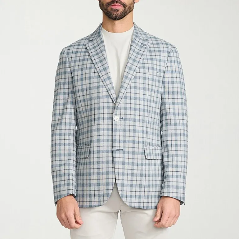 IBIZA AZURE Mens Windowpane Modern Fit Sport Coat