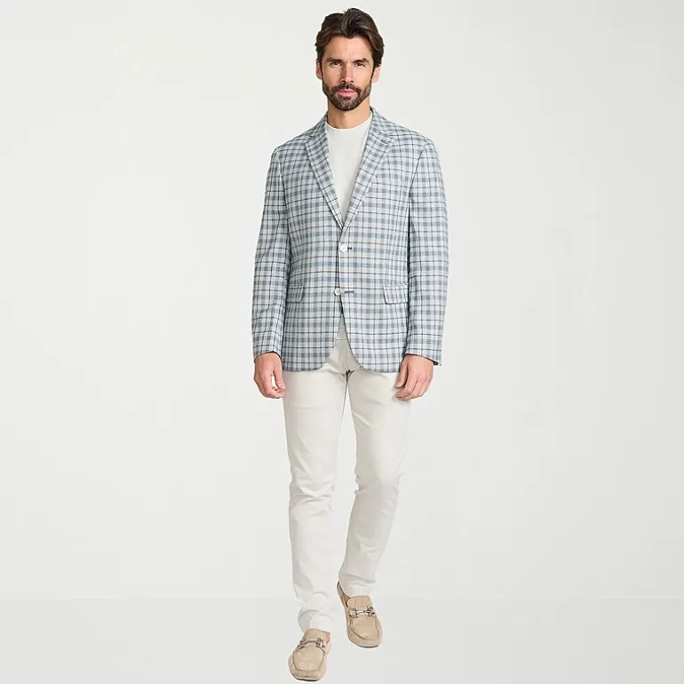 IBIZA AZURE Mens Windowpane Modern Fit Sport Coat