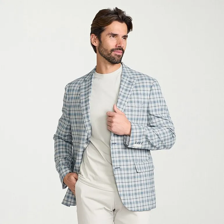 IBIZA AZURE Mens Windowpane Modern Fit Sport Coat