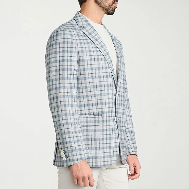 IBIZA AZURE Mens Windowpane Modern Fit Sport Coat
