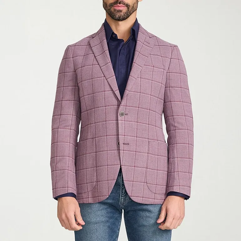 IBIZA AZURE Mens Windowpane Slim Fit Sport Coat