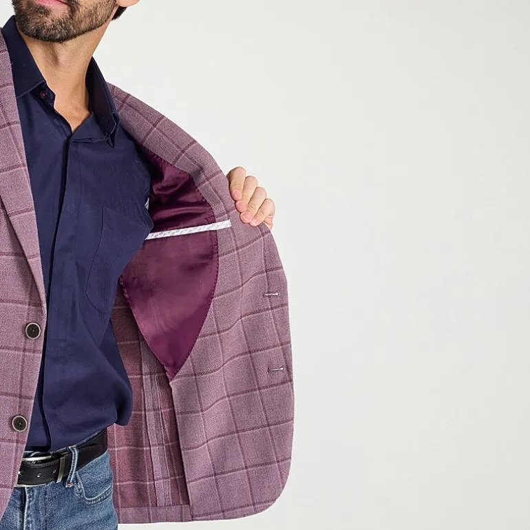 IBIZA AZURE Mens Windowpane Slim Fit Sport Coat