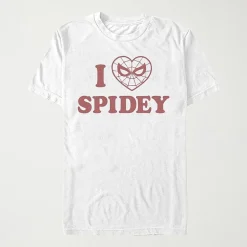 I Heart Spidey Womens Juniors Crew Neck Short Sleeve Regular Fit Spiderman Graphic T-Shirt