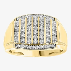 (I / I2-I3) Mens 1/2 CT. Natural White Diamond 10K Gold Fashion Ring