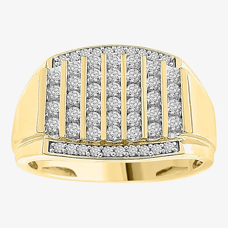 (I / I2-I3) Mens 1/2 CT. Natural White Diamond 10K Gold Fashion Ring