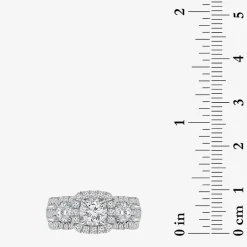 (I / I1) Love Lives Forever Womens 2 CT. T.W. Lab Grown White Diamond 10K or 14K White Gold Cushion Side Stone 3-Stone Engagement Ring