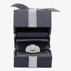 (I / I1) Love Lives Forever Womens 2 CT. T.W. Lab Grown White Diamond 10K or 14K White Gold Cushion Side Stone 3-Stone Engagement Ring