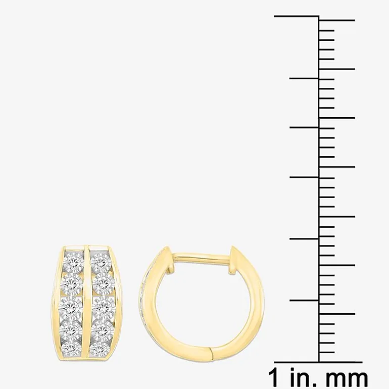 (I / I3) Mens 1/4 CT. Natural White Diamond 10K Gold 12mm Circle Hoop Earrings