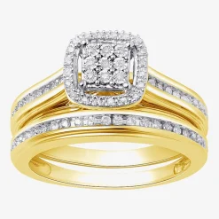 (I, I2) Womens 1/5 CT. Lab Grown White Diamond 14K Gold Over Silver Sterling Silver Bridal Set