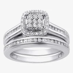 (I, I2) Womens 1/5 CT. Lab Grown White Diamond 14K Gold Over Silver Sterling Silver Bridal Set