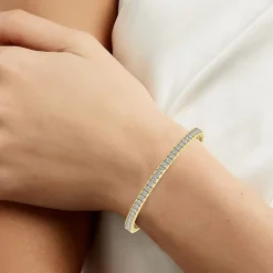 (I / I2) Womens 3 CT. T.W. Lab Grown White Diamond 14K Gold Over Silver Tennis Bracelet