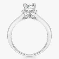 (I / I1) Womens 1 1/7 CT. T.W. Lab Grown White Diamond 10K Gold Round Halo Engagement Ring