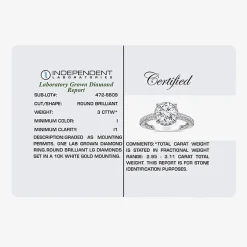 (I / I1) Womens 3 CT. T.W. Lab Grown White Diamond 10K Gold Round Side Stone Halo Engagement Ring