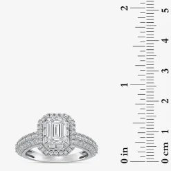 (I / I1) Womens 2 CT. T.W. Lab Grown White Diamond 10K Gold Side Stone Halo Engagement Ring