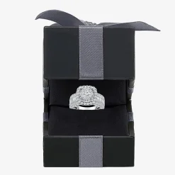 (I / I1) Womens 2 CT. T.W. Lab Grown White Diamond 10K or 14K Gold Cushion Side Stone Halo Engagement Ring