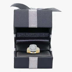 (I / I1) Womens 2 CT. T.W. Lab Grown White Diamond 10K or 14K Gold Cushion Side Stone Halo Engagement Ring