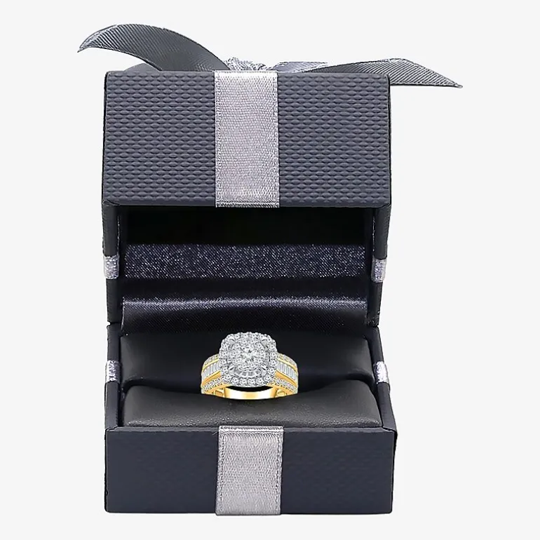 (I / I1) Womens 2 CT. T.W. Lab Grown White Diamond 10K or 14K Gold Cushion Side Stone Halo Engagement Ring