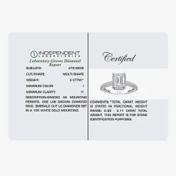 (I / I1) Womens 3 CT. T.W. Lab Grown White Diamond 10K Gold Side Stone Halo Engagement Ring