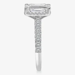 (I / I1) Womens 3 CT. T.W. Lab Grown White Diamond 10K Gold Side Stone Halo Engagement Ring