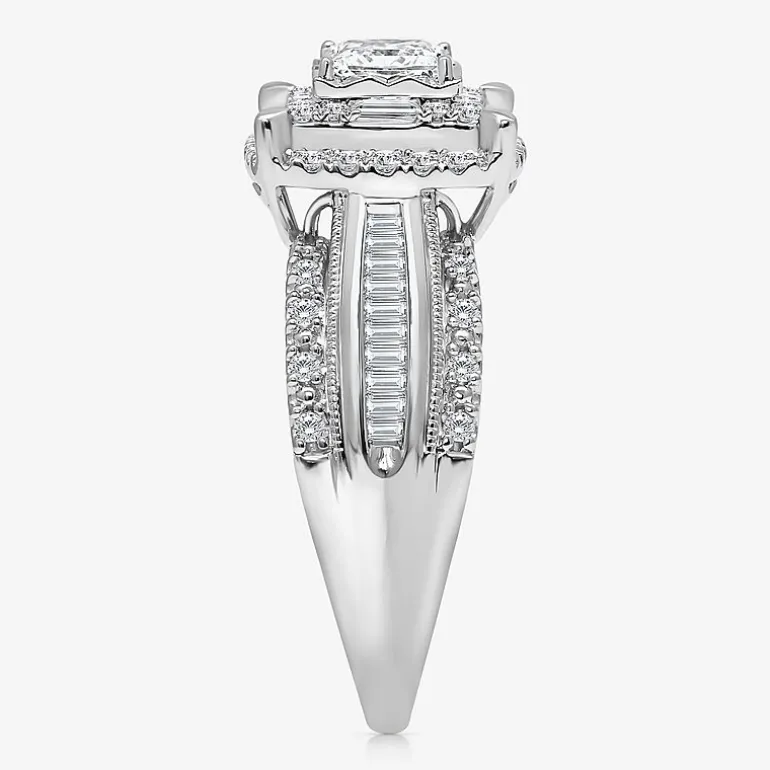 (I / I1) Womens 1 CT. T.W. Lab Grown White Diamond 10K Gold Side Stone Engagement Ring