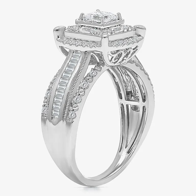 (I / I1) Womens 1 CT. T.W. Lab Grown White Diamond 10K Gold Side Stone Engagement Ring