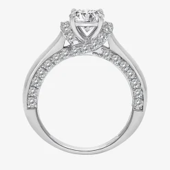 (I / I1) Womens 2 CT. T.W. Lab Grown White Diamond 10K Gold or 14K Gold Round Side Stone Engagement Ring