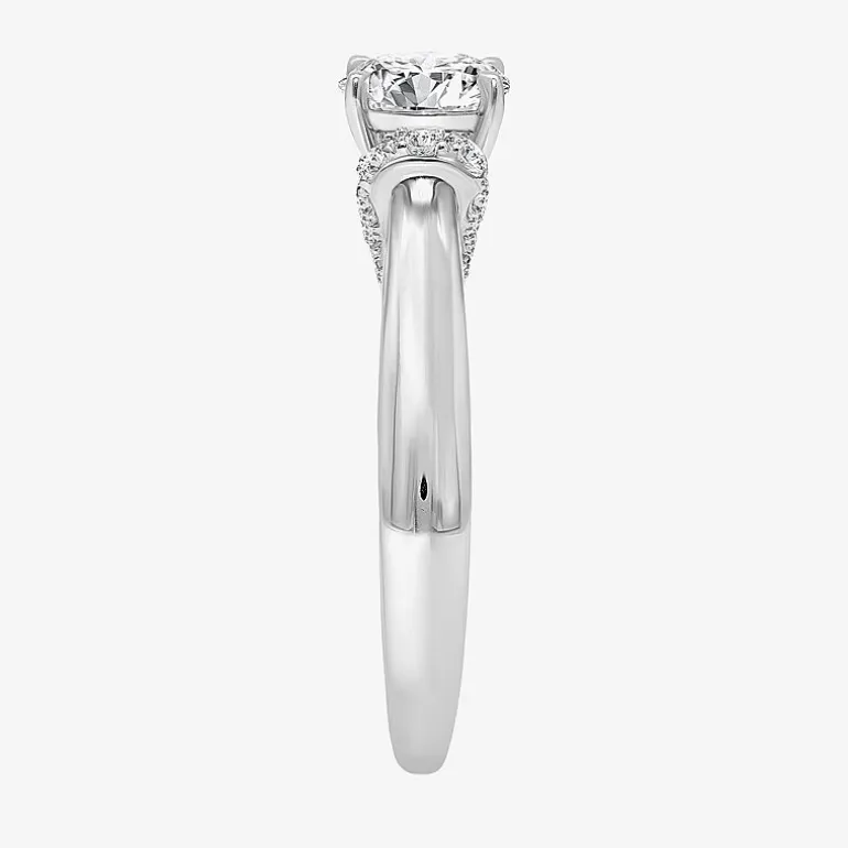 (I / I1) Womens 2 CT. T.W. Lab Grown White Diamond 10K Gold or 14K Gold Round Side Stone Engagement Ring