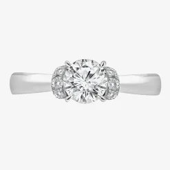 (I / I1) Womens 2 CT. T.W. Lab Grown White Diamond 10K Gold or 14K Gold Round Side Stone Engagement Ring