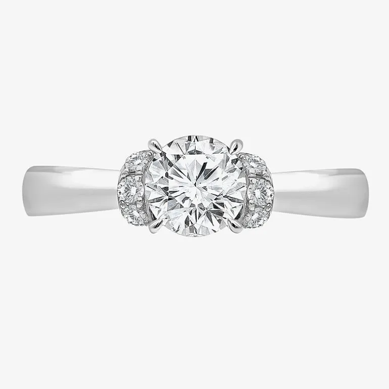 (I / I1) Womens 2 CT. T.W. Lab Grown White Diamond 10K Gold or 14K Gold Round Side Stone Engagement Ring