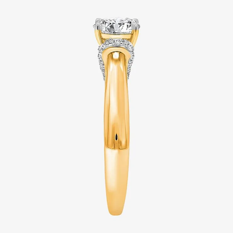 (I / I1) Womens 2 CT. T.W. Lab Grown White Diamond 10K Gold or 14K Gold Round Side Stone Engagement Ring