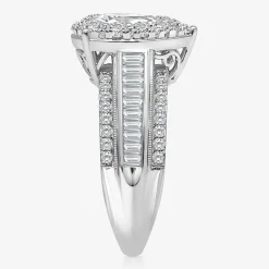 (I / I1) Womens 2 CT. T.W. Lab Grown White Diamond 10K Gold Pear Side Stone Engagement Ring