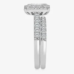 (I / I1) Womens 2 CT. T.W. Lab Grown White Diamond 10K Gold Side Stone Halo Bridal Set