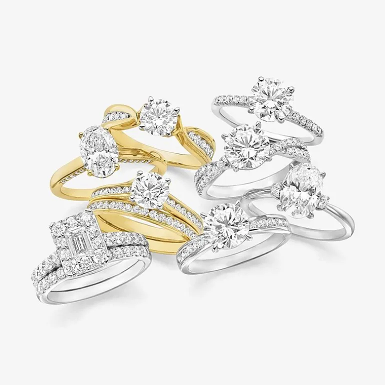 (I / I1) Womens 2 CT. T.W. Lab Grown White Diamond 10K Gold Side Stone Halo Bridal Set