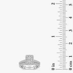 (I / I1) Womens 2 CT. T.W. Lab Grown White Diamond 10K Gold Side Stone Halo Bridal Set