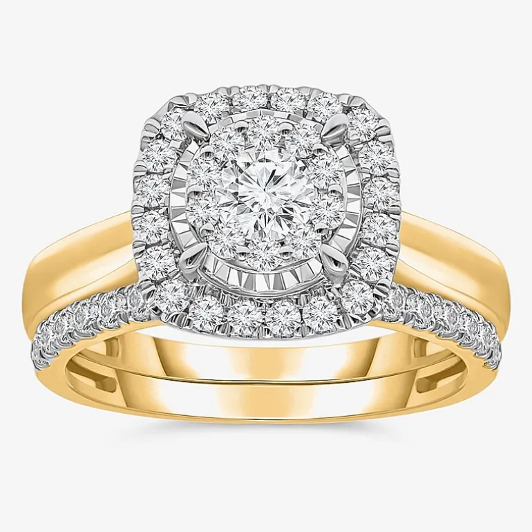 (I / I1) Womens 1 CT. T.W. Lab Grown White Diamond 10K Gold Cushion Solitaire Engagement Ring