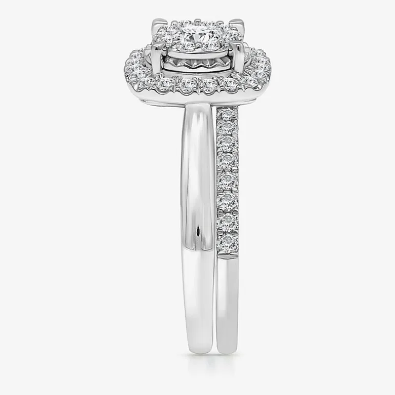 (I / I1) Womens 1 CT. T.W. Lab Grown White Diamond 10K Gold Cushion Solitaire Engagement Ring