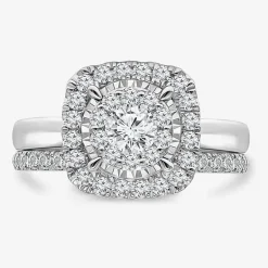(I / I1) Womens 1 CT. T.W. Lab Grown White Diamond 10K Gold Cushion Solitaire Engagement Ring