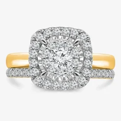 (I / I1) Womens 1 CT. T.W. Lab Grown White Diamond 10K Gold Cushion Solitaire Engagement Ring