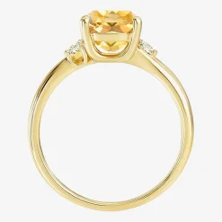 (I-J/I2-I3) Womens Diamond Accent Genuine Gemstone 10K Gold Cushion Side Stone Cocktail Ring