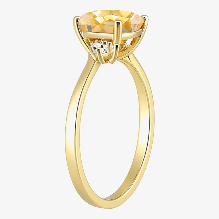(I-J/I2-I3) Womens Diamond Accent Genuine Gemstone 10K Gold Cushion Side Stone Cocktail Ring