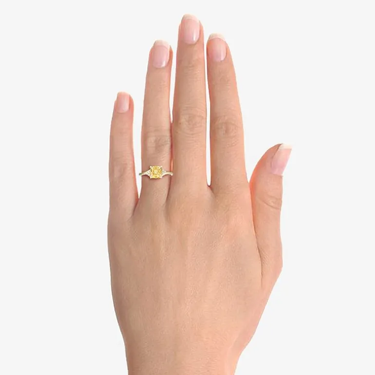 (I-J/I2-I3) Womens Diamond Accent Genuine Gemstone 10K Gold Cushion Side Stone Cocktail Ring