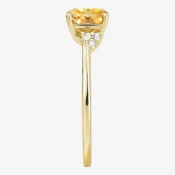 (I-J/I2-I3) Womens Diamond Accent Genuine Gemstone 10K Gold Cushion Side Stone Cocktail Ring
