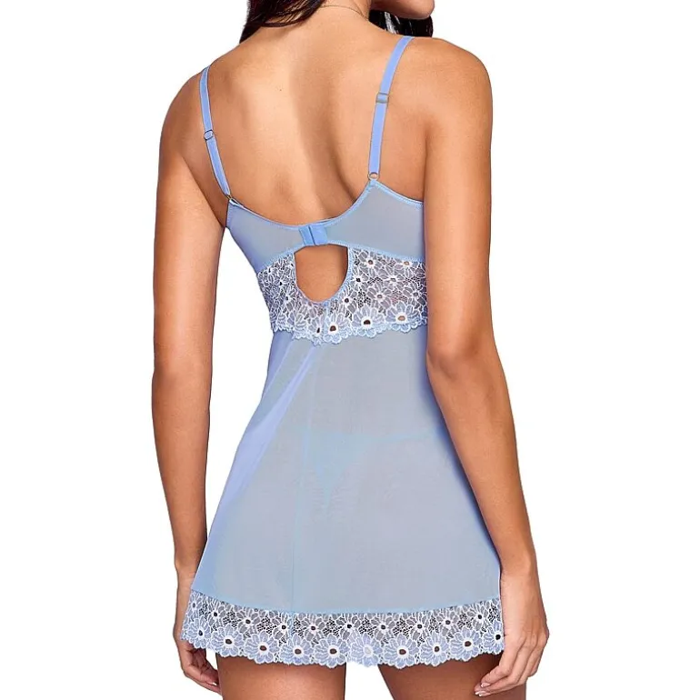 Ilusion Two Tone Lace Babydoll set with Matching Thong- 71006