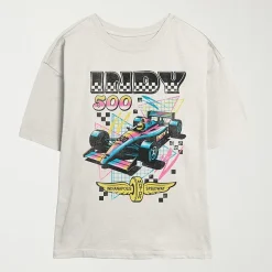 Indy 500 Tee Womens Juniors Crew Neck Short Sleeve Regular Fit Graphic T-Shirt