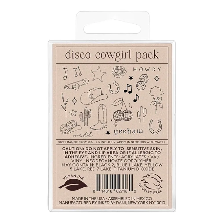 Inked By Dani Disco Cowgirl Temporary Tattoo Pack