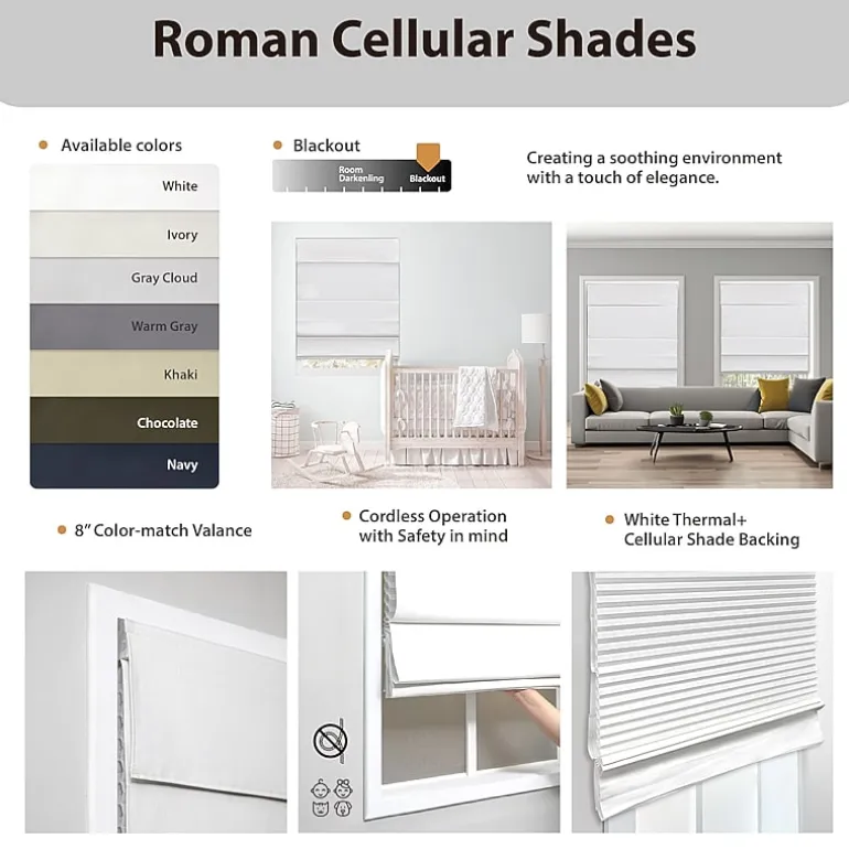Insulating Energy Saving Cordless Blackout Roman Shade