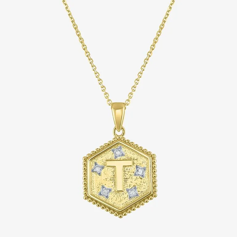 Intial "A" Womens Diamond Accent Natural White Diamond 14K Gold Over Silver 2-pc. Necklace Set