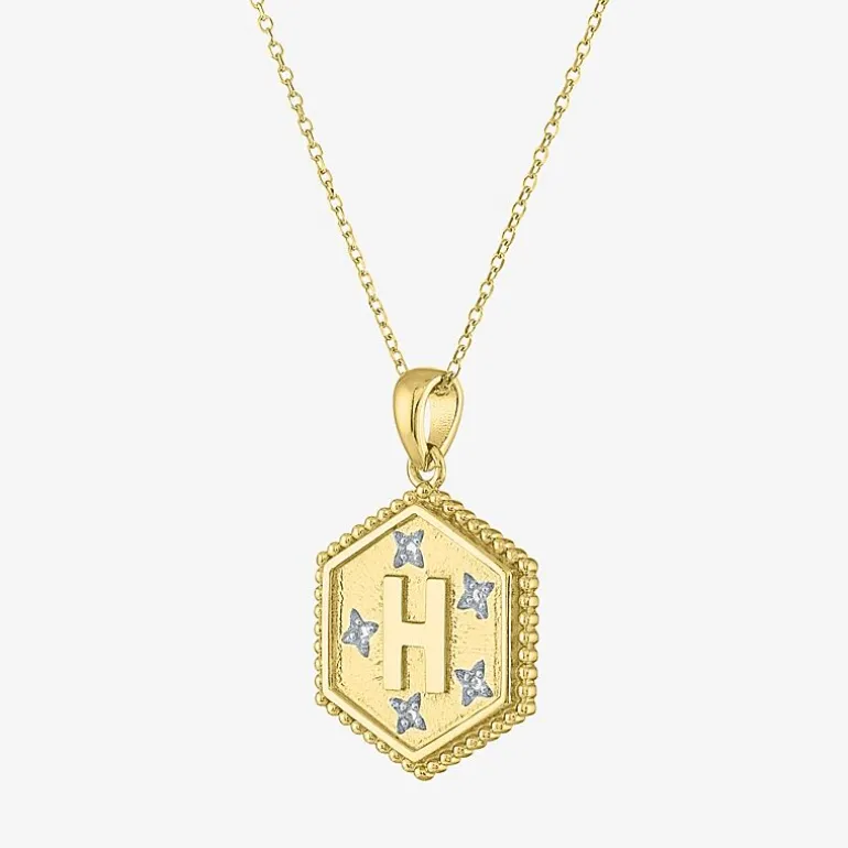 Intial "A" Womens Diamond Accent Natural White Diamond 14K Gold Over Silver 2-pc. Necklace Set