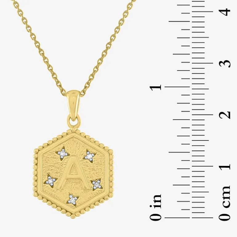 Intial "A" Womens Diamond Accent Natural White Diamond 14K Gold Over Silver 2-pc. Necklace Set